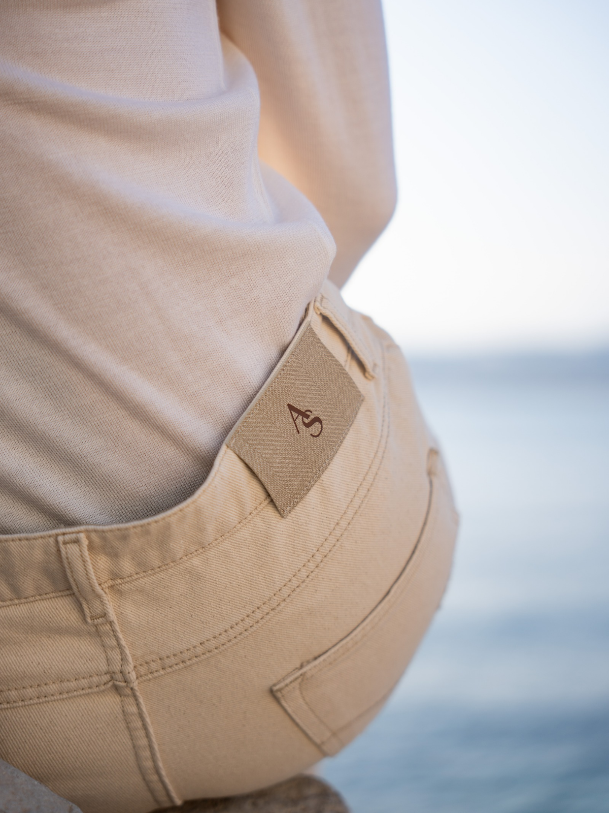 Wide Leg Jeans - Ivory Mouliné