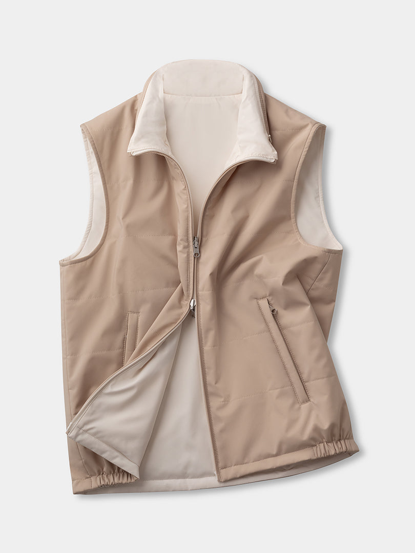 Reversible Sleeveless Jacket - Beige