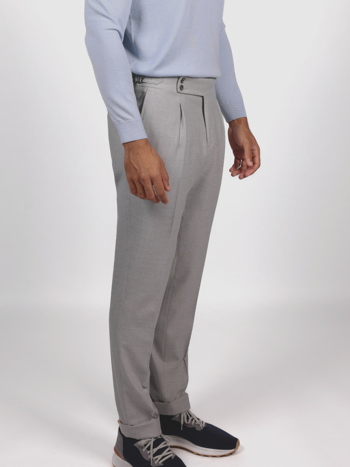 High Waist Trousers Flanella - Light Grey